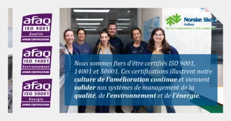Norske Skog Golbey certifie son système de management à travers les certifications ISO 9001 14001 et 50001