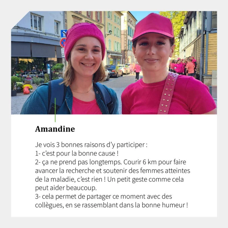Pourquoi Amandine a participe aux Foulees Roses Spinaliennes sous la banniere Norske Skog Golbey