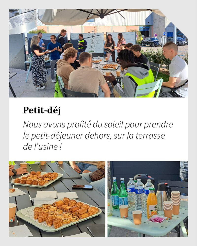 Rentree des alternants autour d un petit dejeuner en terrasse sous soleil pour Norske Skog Golbey
