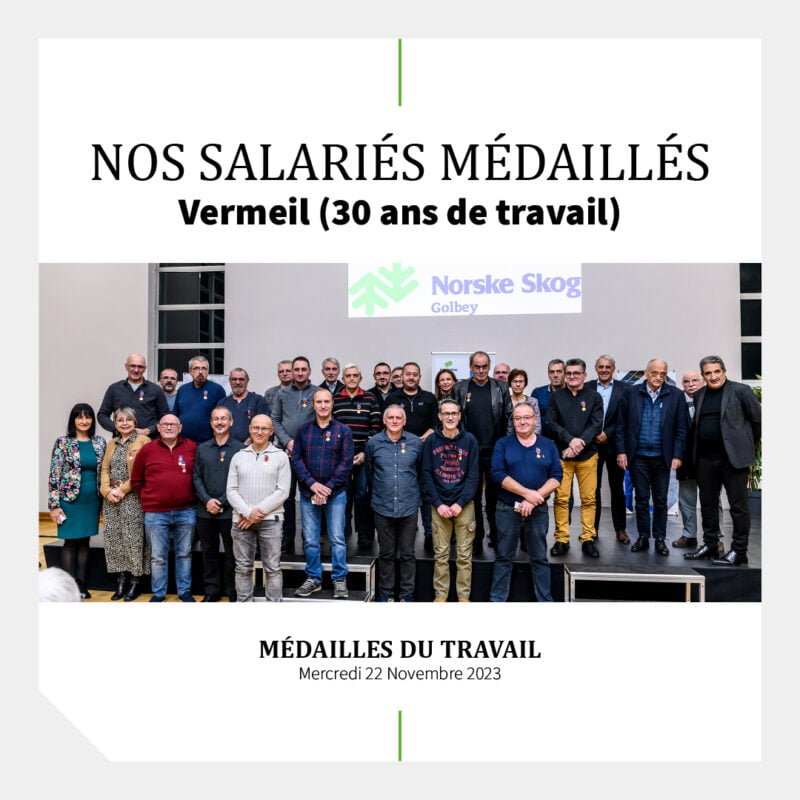 Salaries Norske Skog Golbey recompenses par la Medaille Vermeil pour leurs 30 annees de travail
